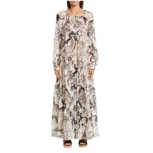 Stella McCartney Horse Printed Tiered Maxi Dress M Silk Cotton Boho Resortwear